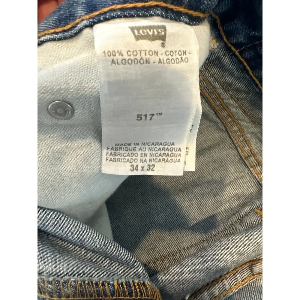 Levi's 517 Boot Cut Jeans Men's 34x32 Blue Denim Medium Wash Classic Fit Pants